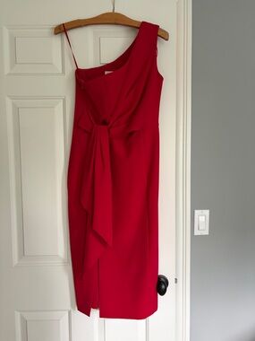 Eliza J Red One-Shoulder Tie-Front Cocktail Dress